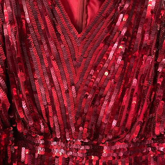 Mac Duggal Red Sequin Jumpsuit - Picture 4 of 4